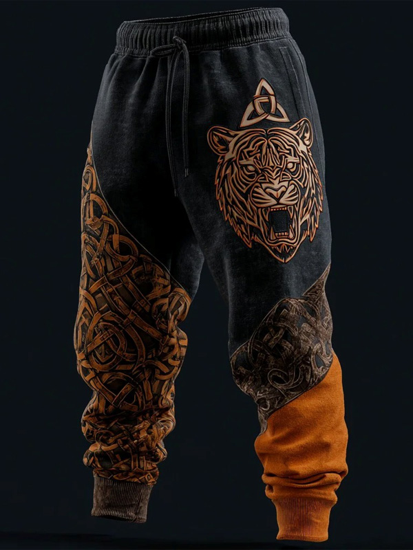 Men's Tiger Roar Ethnic Patterns Art Print Joggers Sweatpants