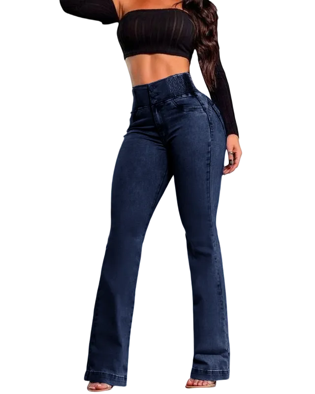 2025 Elastic Waist High Waist Stretch Tights Slightly Flared Hip Lift Denim
