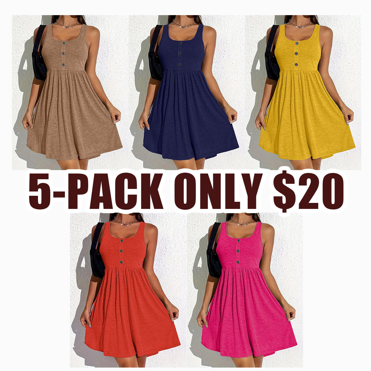 Plus Size Scoop Neck Stretch Jersey Tank Dress –  Easy Care Daily Wear Dress