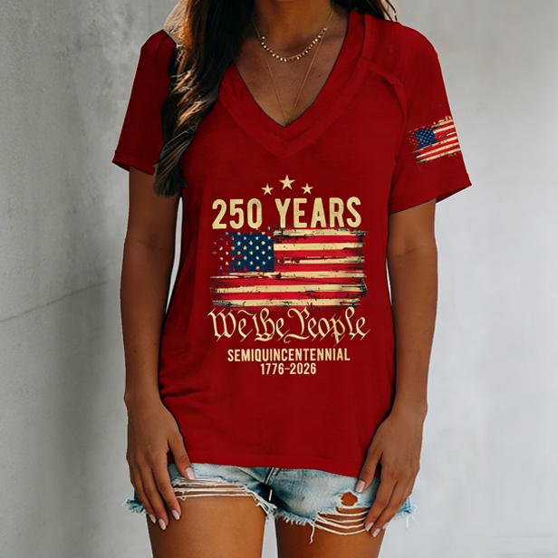 Women'S 250Th Anniversary Printed Casual T-Shirt From The United States