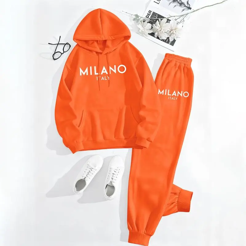 Women’s Printed Hoodie & Drawstring Sweatpants Set