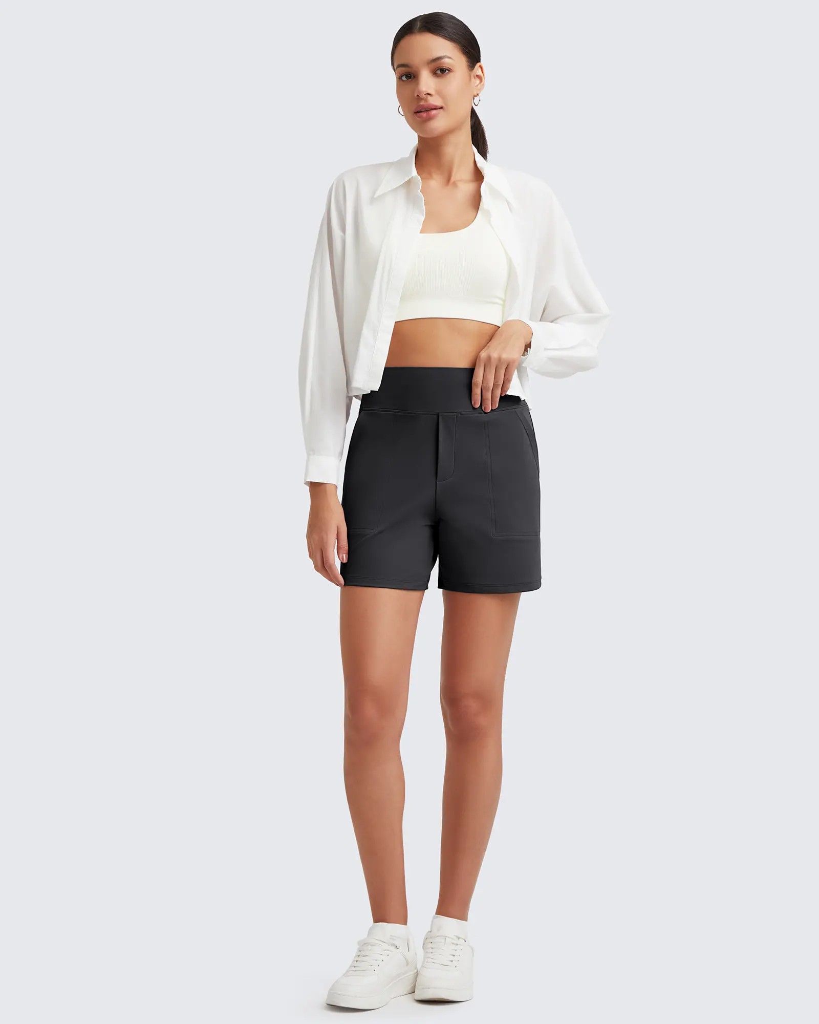 Women's High Waist Wide Leg Yoga Shorts – 4
