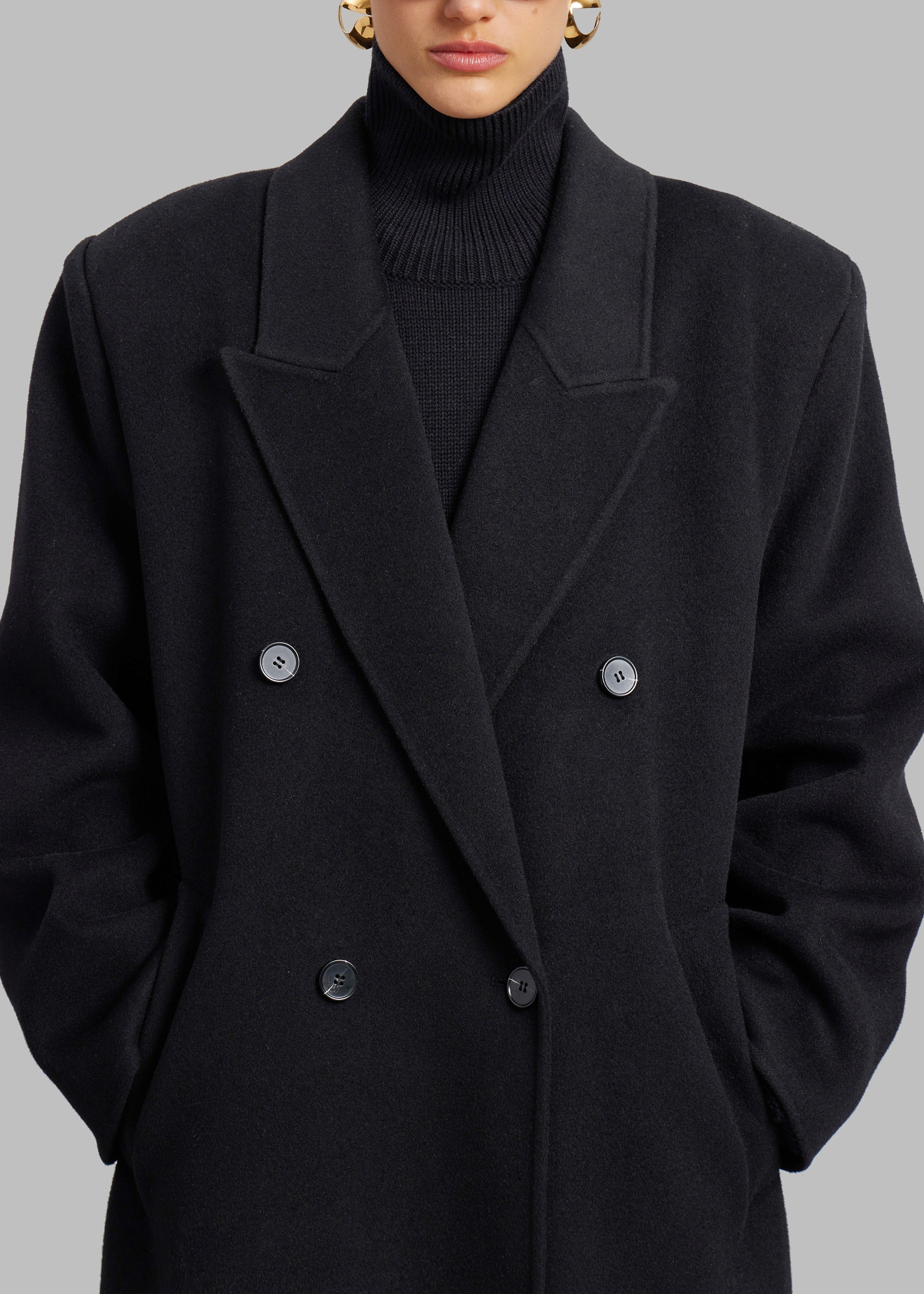 Gaia Double Breasted Coat - Black