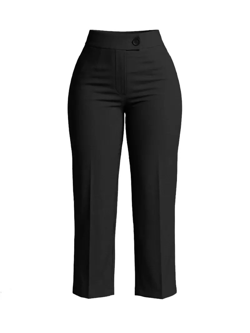 Women's Asymmetric Waistband Solid-Color Casual Trousers