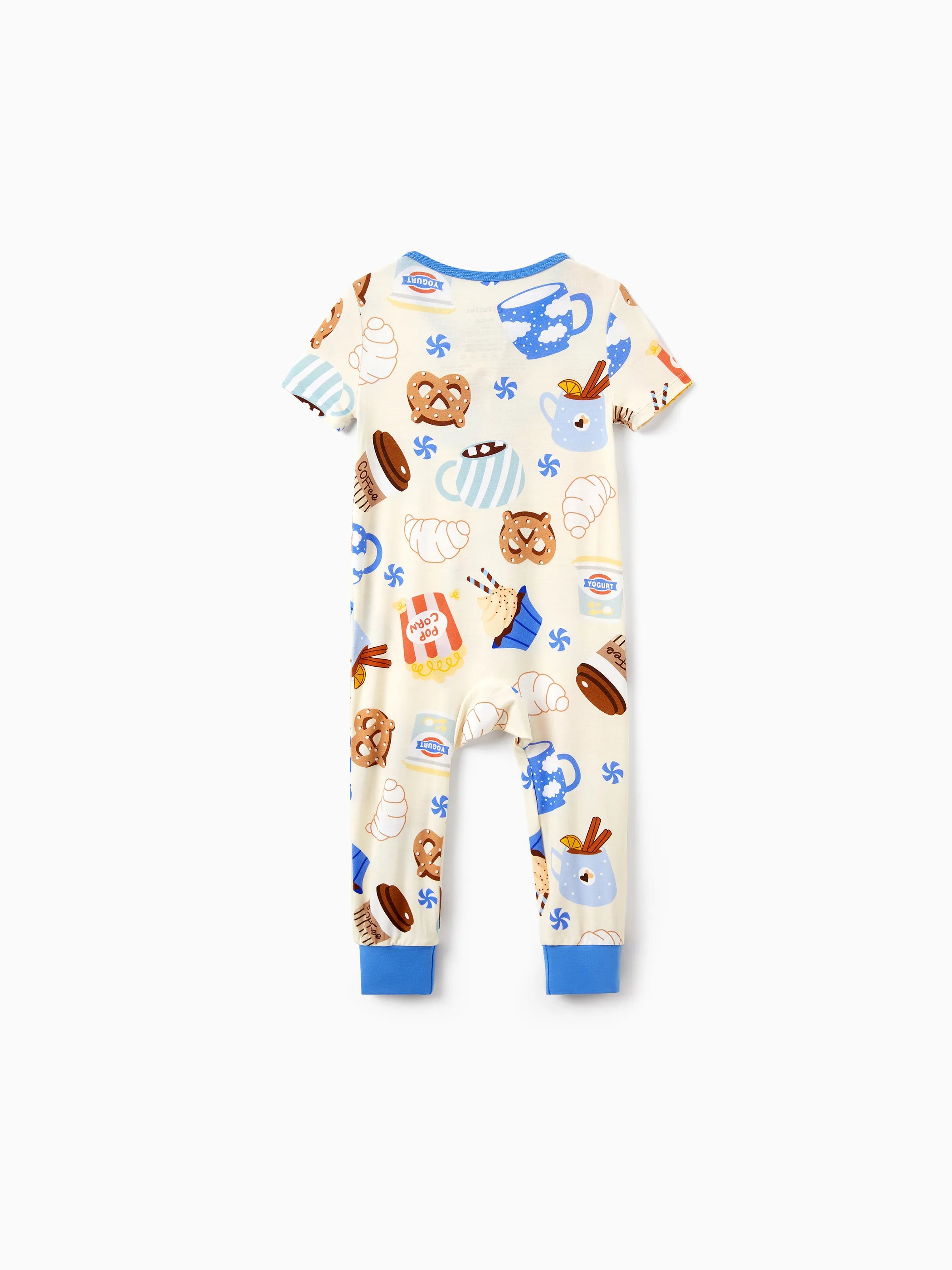 Family Matching Bamboo Pajamas Buttery Soft Bamboo Viscose PJs for Men Women Kids Toddler Baby, Cozy Dessert Print Short-sleeve Sleepwear Blue