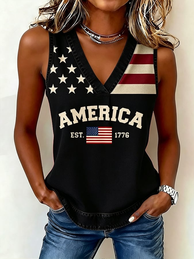 Women's 250th Anniversary Independence Day Flag Art Print Top