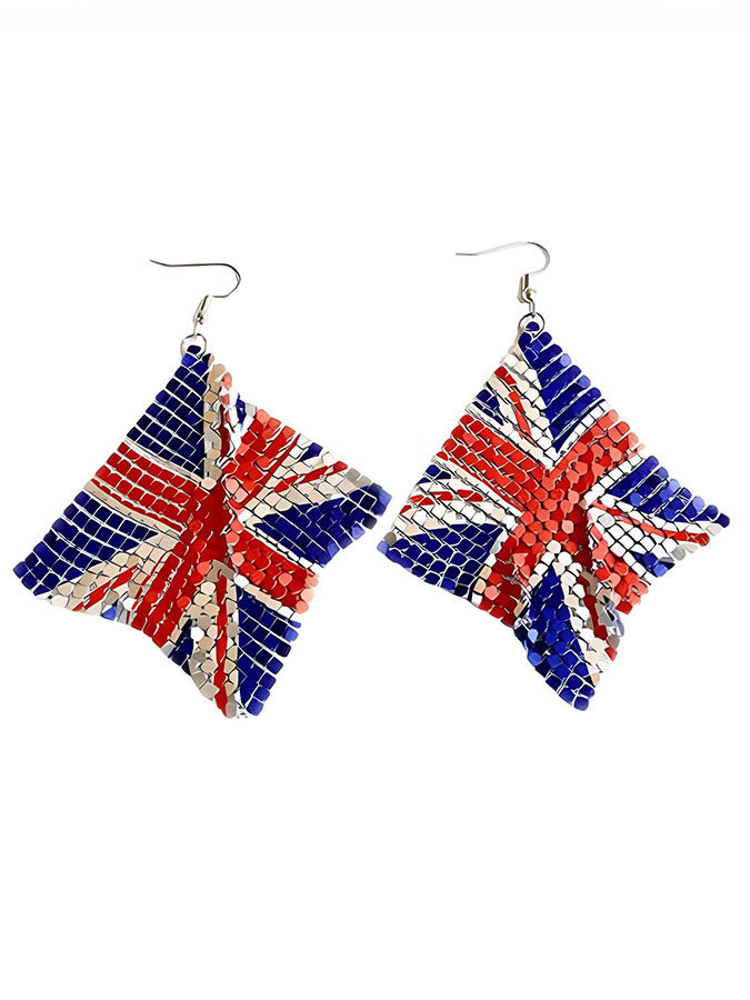 Women'S Independence Day 250Th Anniversary Flag Alloy Pendant Earrings