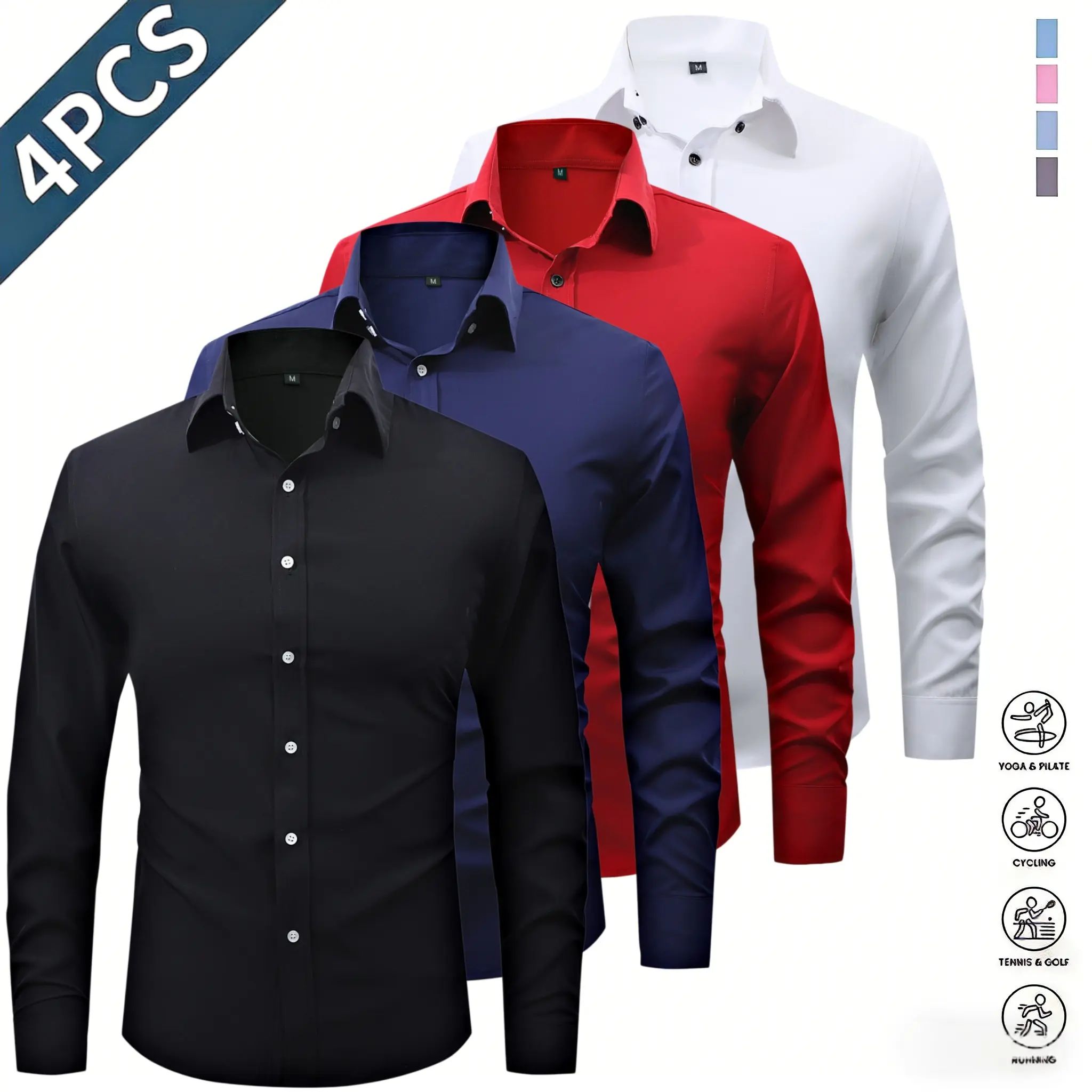 Men’s long-sleeve shirts with a notched lapel collar