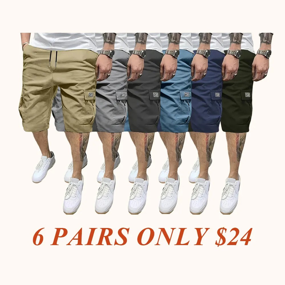 Men's Multi-Pocket Cargo Shorts Casual Streetwear Set