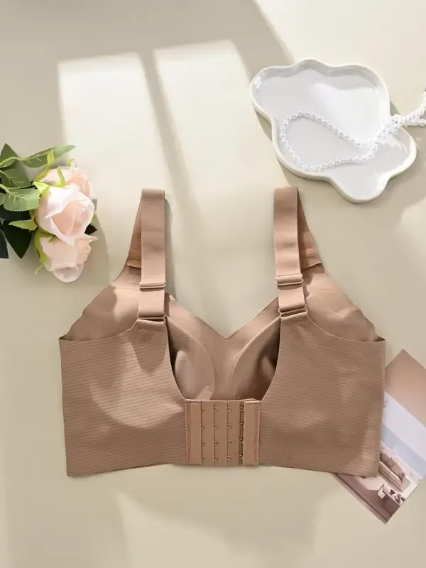 Women's Solid Color Wireless Bra, Comfortable Breathable Push Up Bra