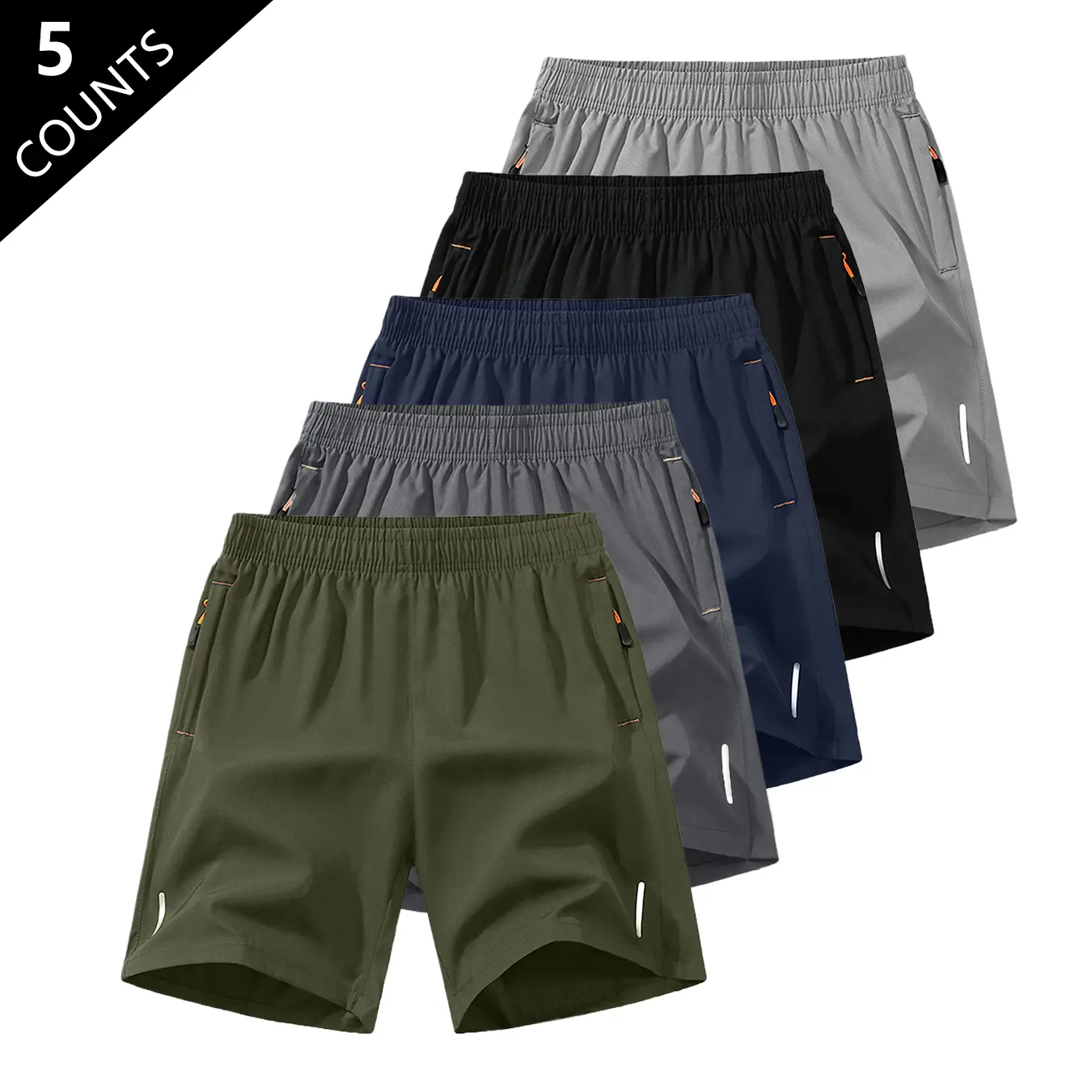 Men's Solid-Color Zipper-Pocket Shorts
