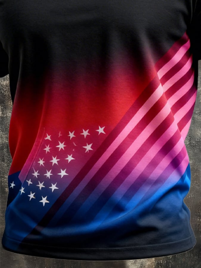 Men's Retro Patriot Camouflage Patchwork T-shirt