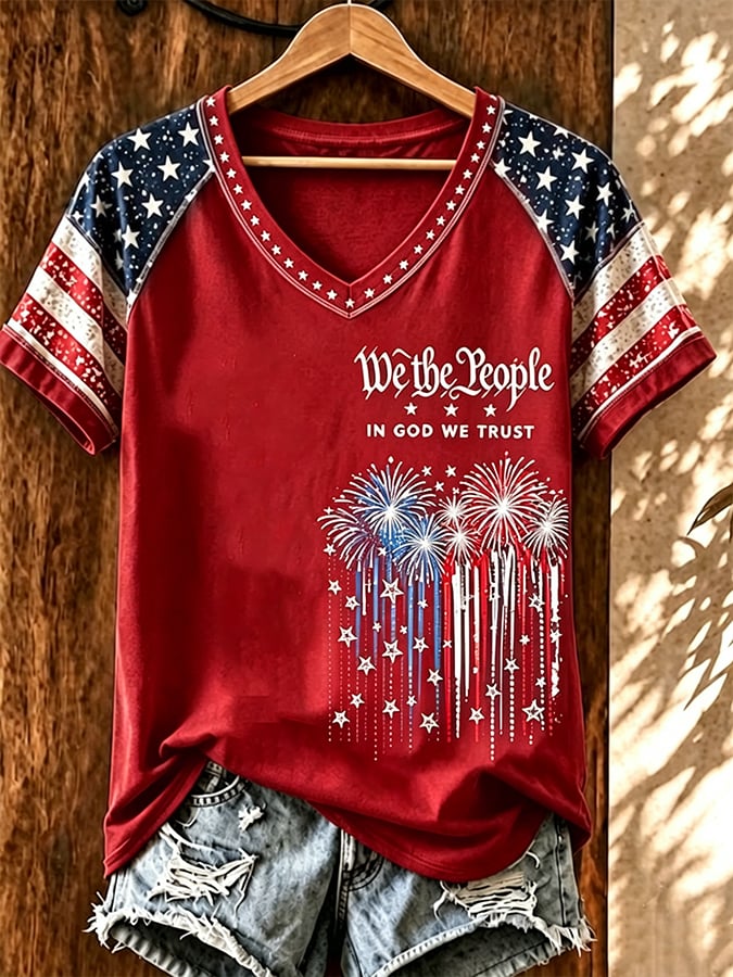 Women's Love Jesus And America Too  Printing  T-Shirts