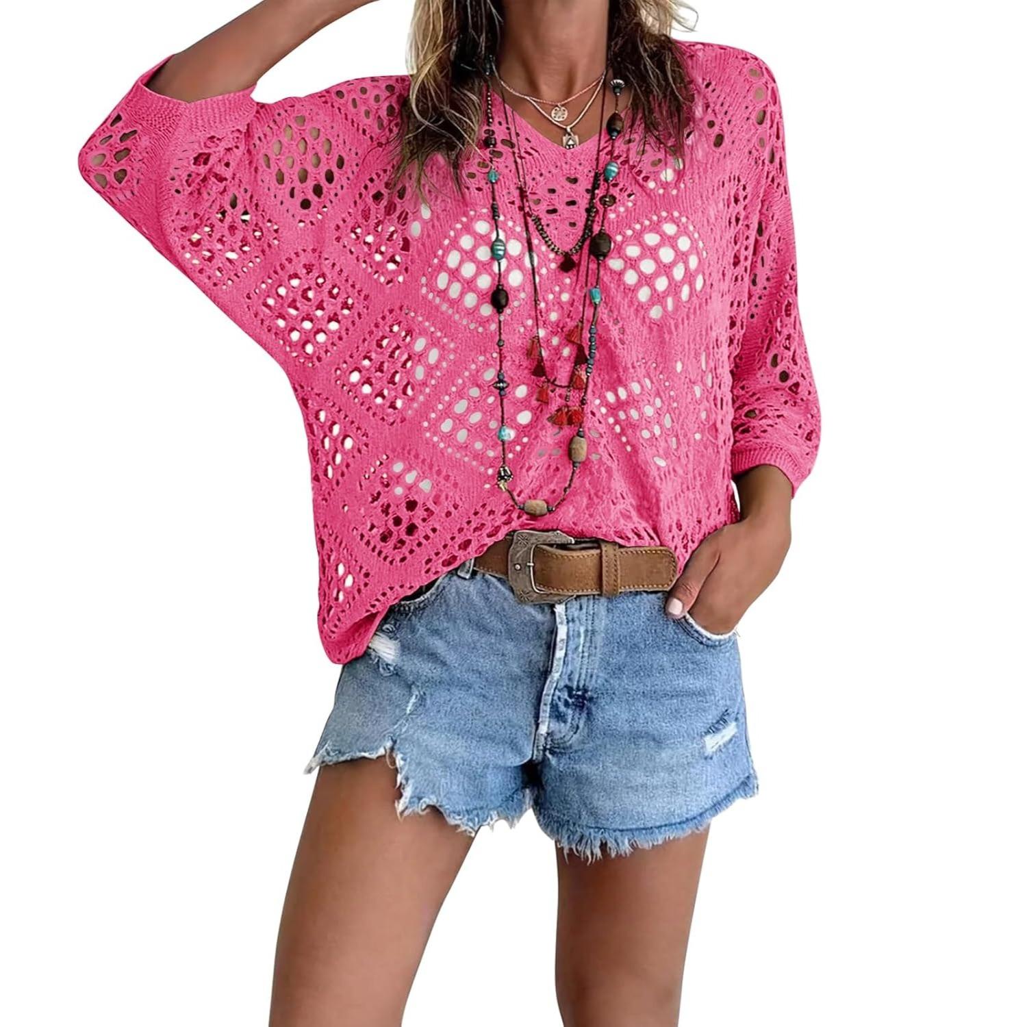Mother's Day Sale💕Women's Bohemian-Inspired Beige Crochet Top