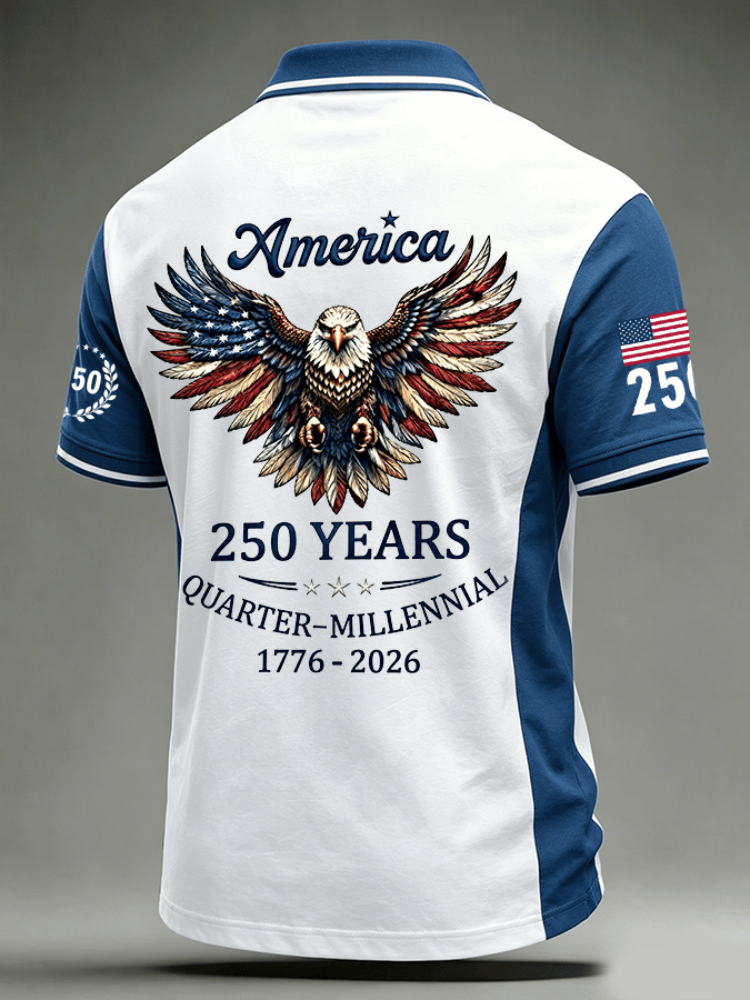 American 250th Anniversary Art Print Casual Men's Polo Shirt