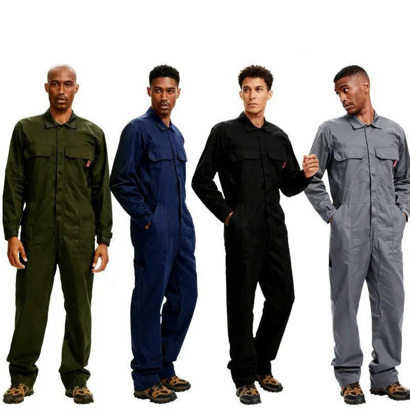 🔥Men's 100% Cotton Workwear. It features long sleeves, durable twill fabric, multiple pockets for storage, and is suitable for both casual and work scenarios.