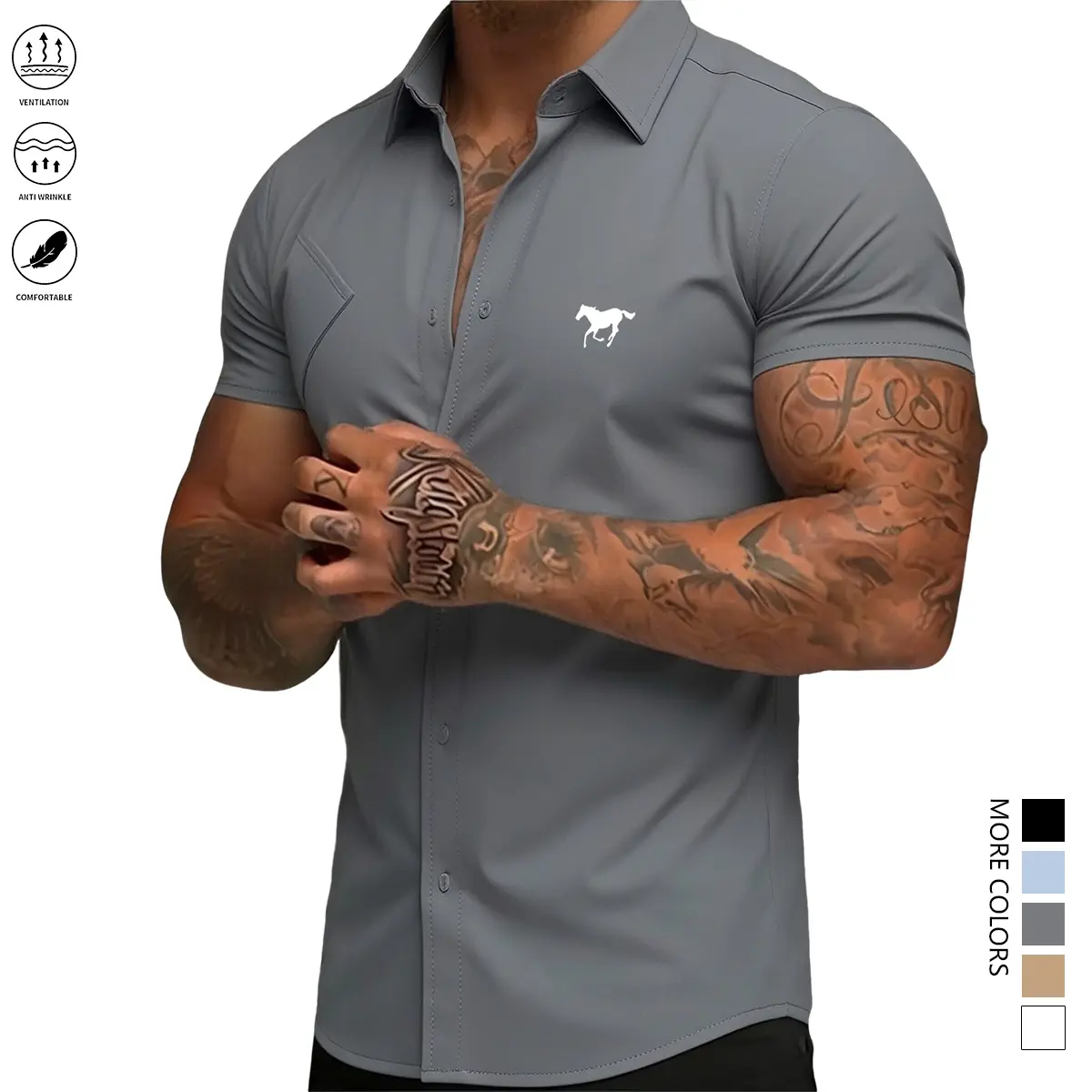 Men's Slim-Fit Short-Sleeve Shirt — Lightweight Summer Shirt