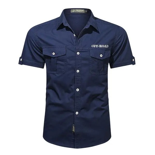 Men’s summer 100% cotton plaid short-sleeve shirt, breathable skin-friendly fabric