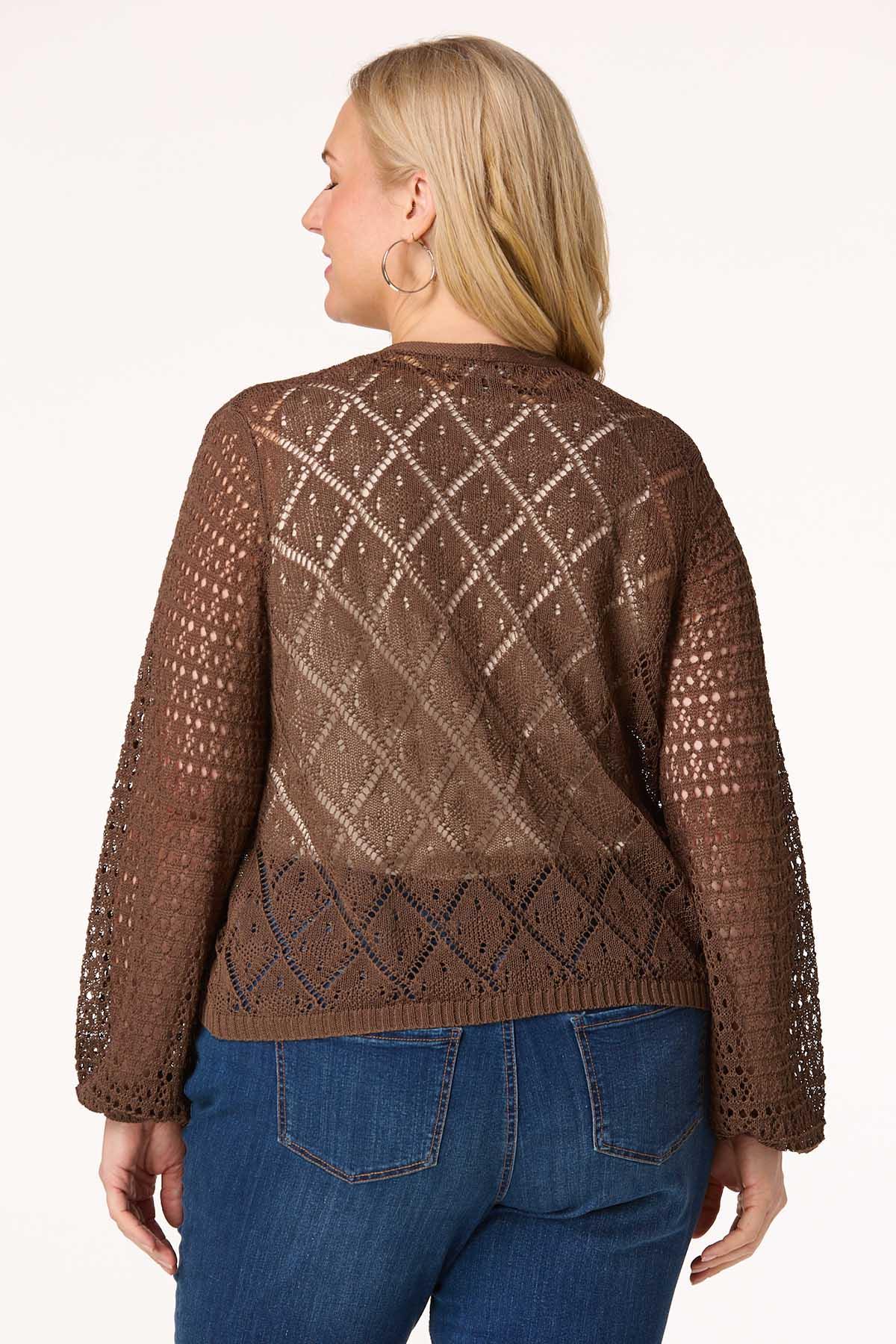 Plus Size Pointelle Knit Cardigan