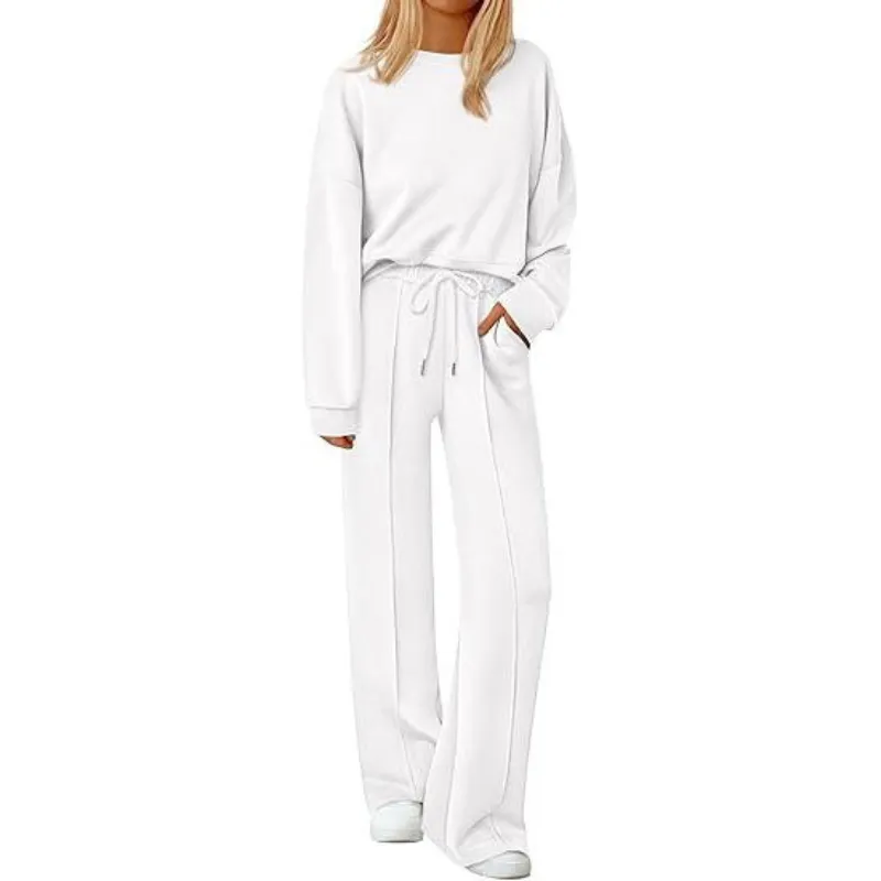 🔥Women's Long-Sleeved Sweatshirt and Wide-Leg Pants Set🔥