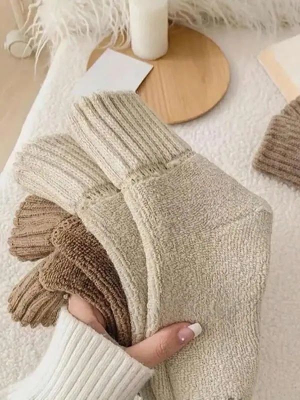 5 pairs🔥 Women's Solid Mid-calf Socks, Casual Soft Comfy Warm Socks for Fall & Winter, Women's Socks for Daily Wear