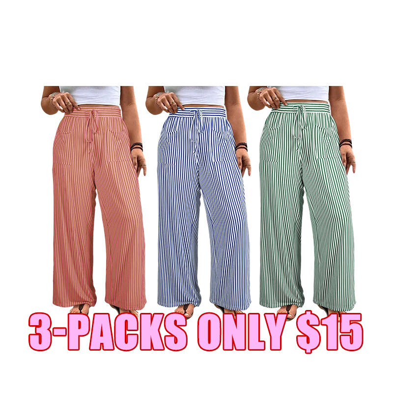 🌿 Women's Striped Drawstring Casual Pants