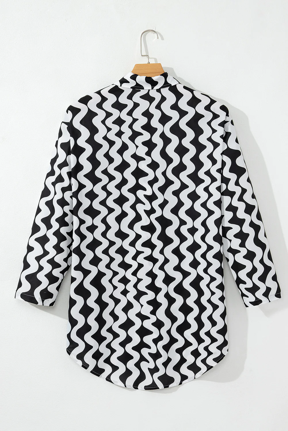 Black Stripe Print Loose Fit Open Front Beach Cover Up