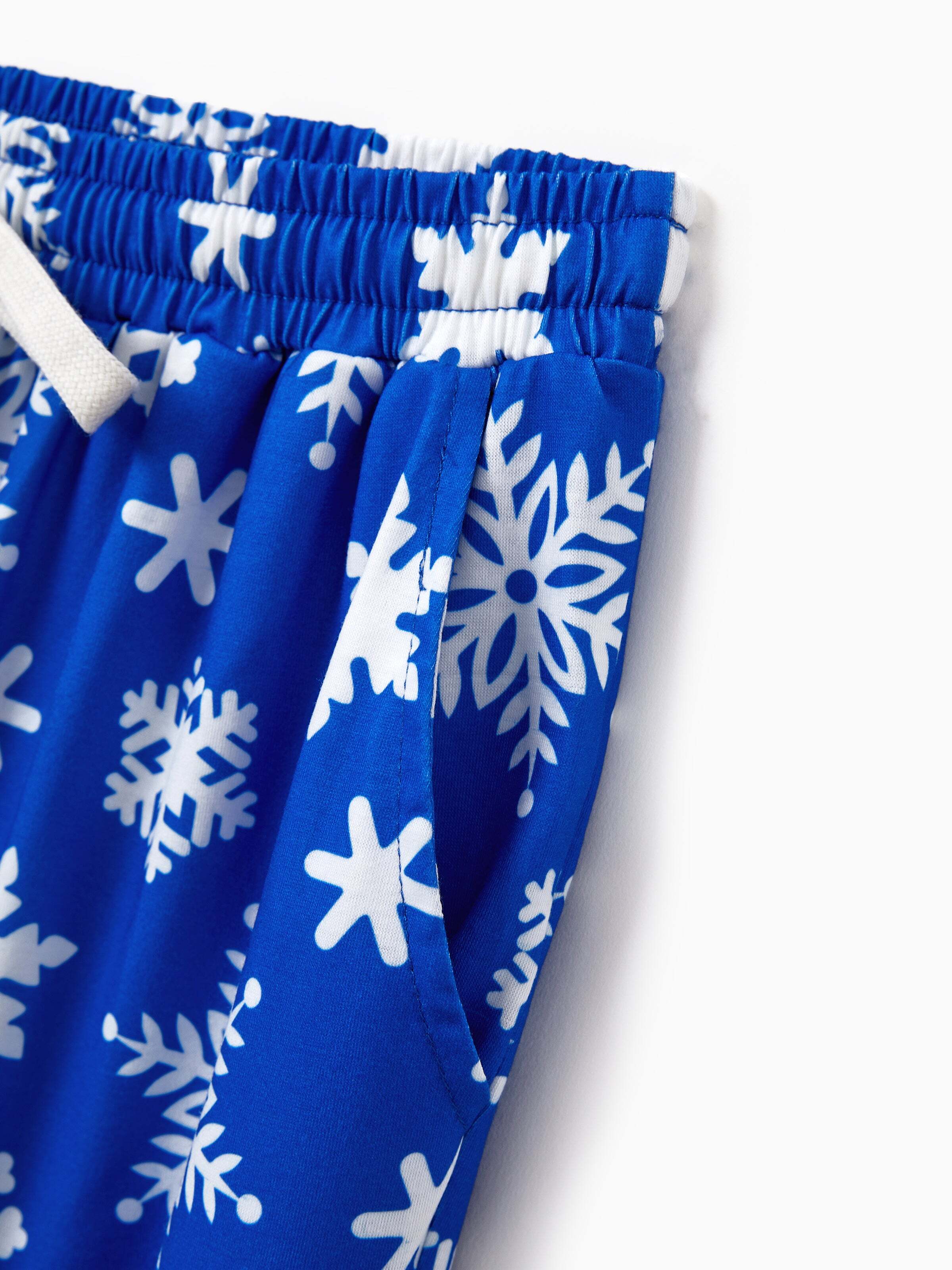 Christmas Matching Family Pajamas Set Snowflake Print Blue PJS with Christmas Socks Blue