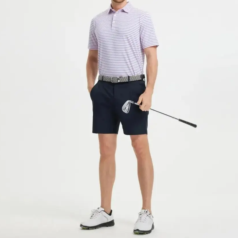 Men's Golf Striped Short Sleeve Polo Shirts Performance Comfortable Shirt