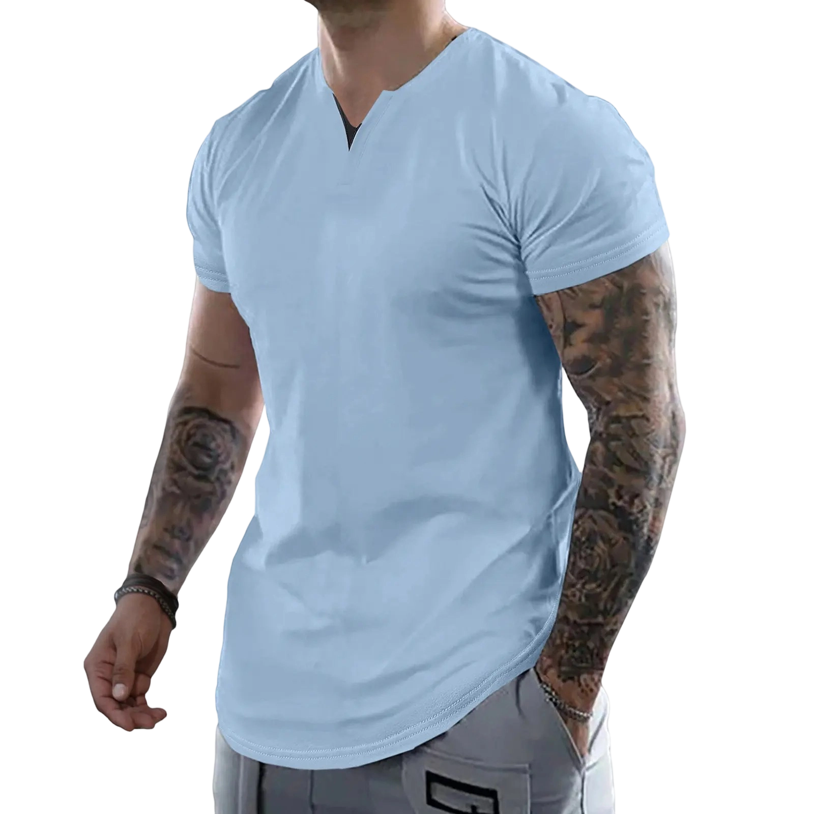 Men's Muscle Slim Fitted V-Neck T-Shirt Short Sleeve Soft Athletic Tee for Gym & Daily Wear