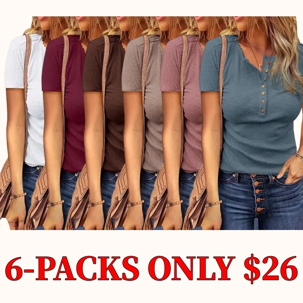 Women's 2026 Summer Henley Collar Short Sleeve
