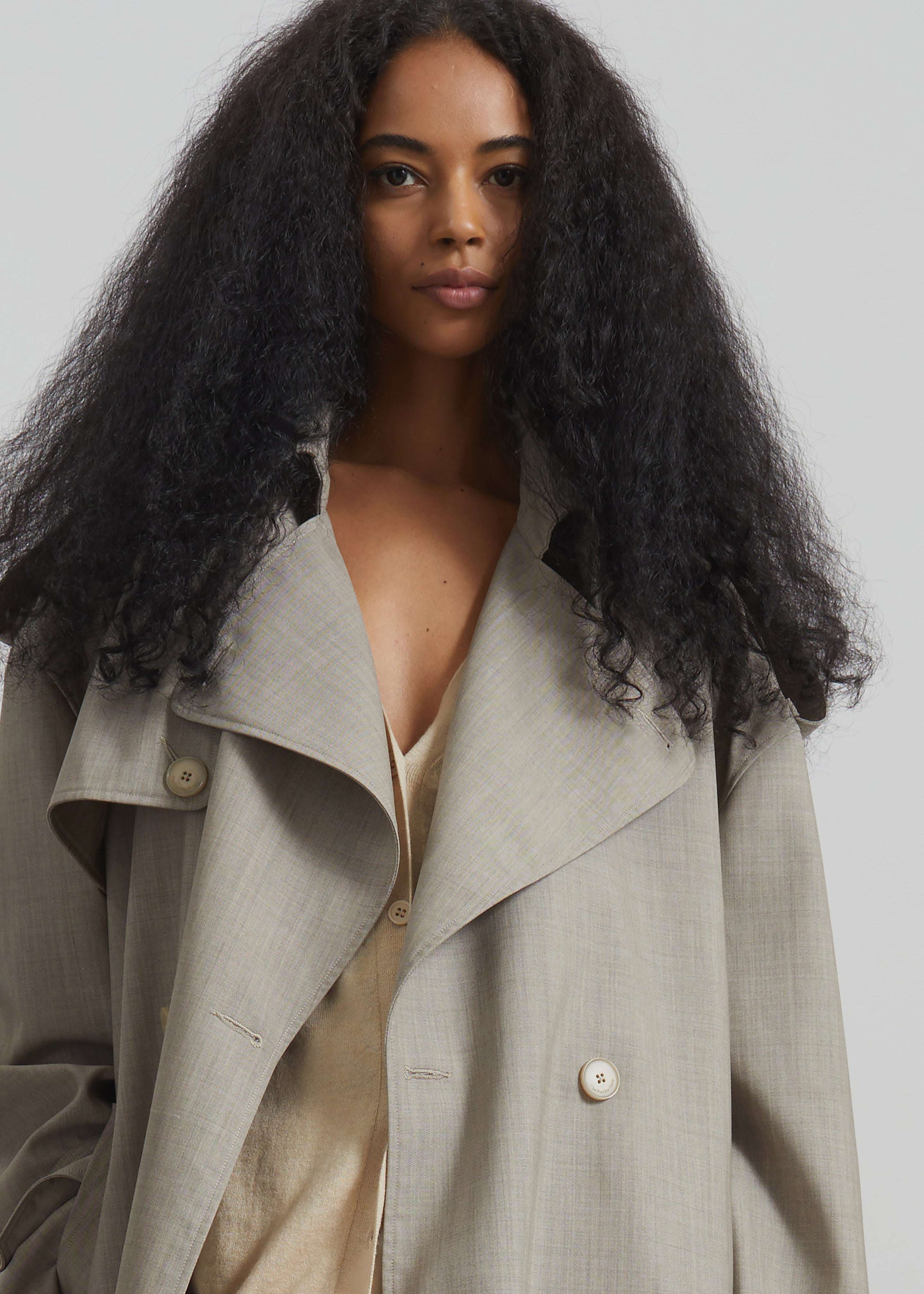 Dursley Oversized Trench Coat - Beige Melange
