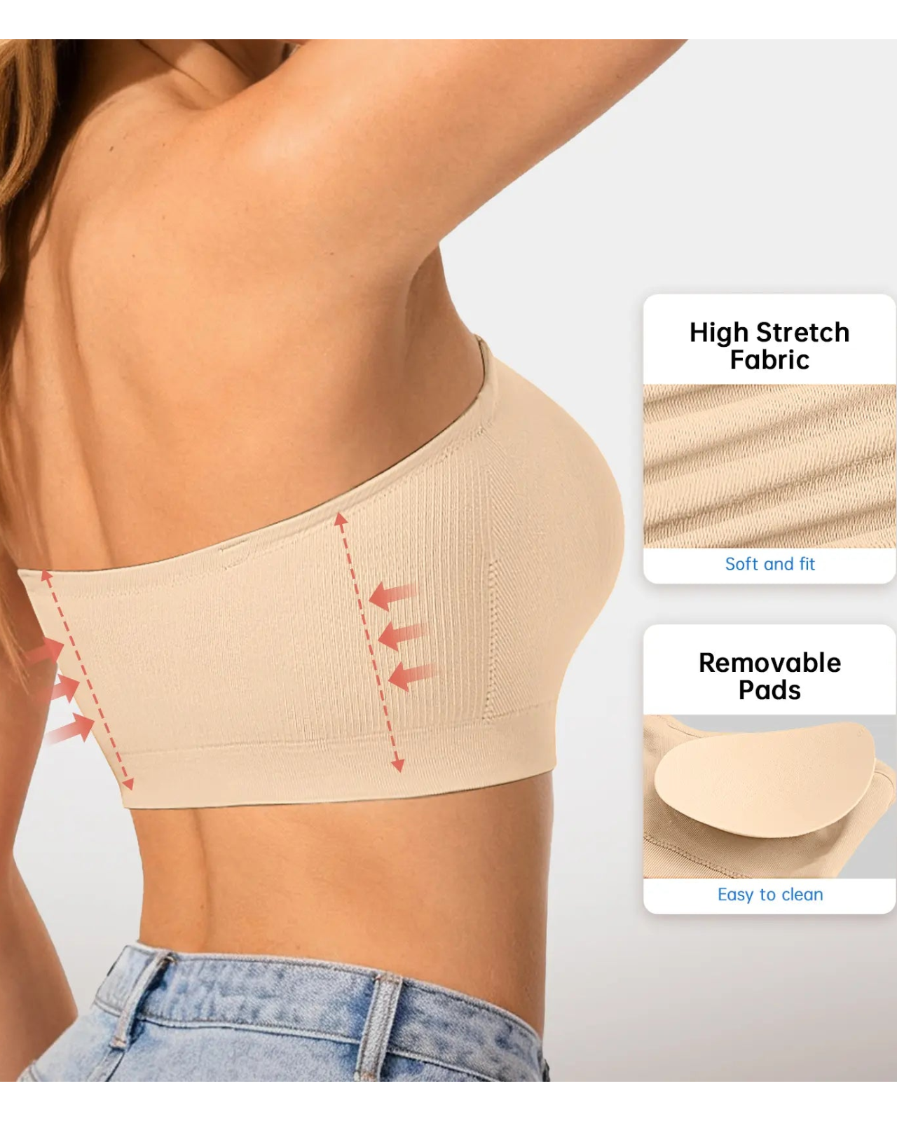 Multiway Wireless Bandeau Bra – Stay Put Comfort Plus Size