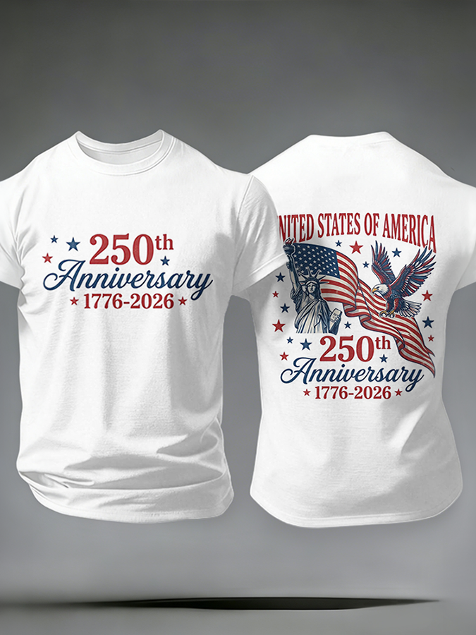 Men'S Casual American Founding Celebration Personalized Printed Round Neck T-Shirt