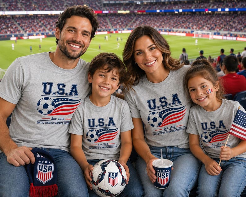 Matching Family USA Soccer Shirts, American Soccer Fan Family Tee, USA Match Day Shirt, Patriotic Family Shirts, Comfort Colors Tee
