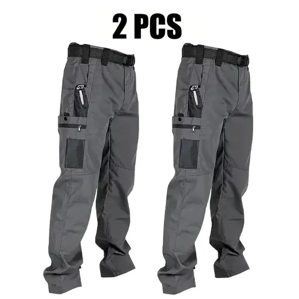 Men's Solid Color Tactical Work Pants,230g/m² new fabric，with Multiple Pockets and Zipper Closures