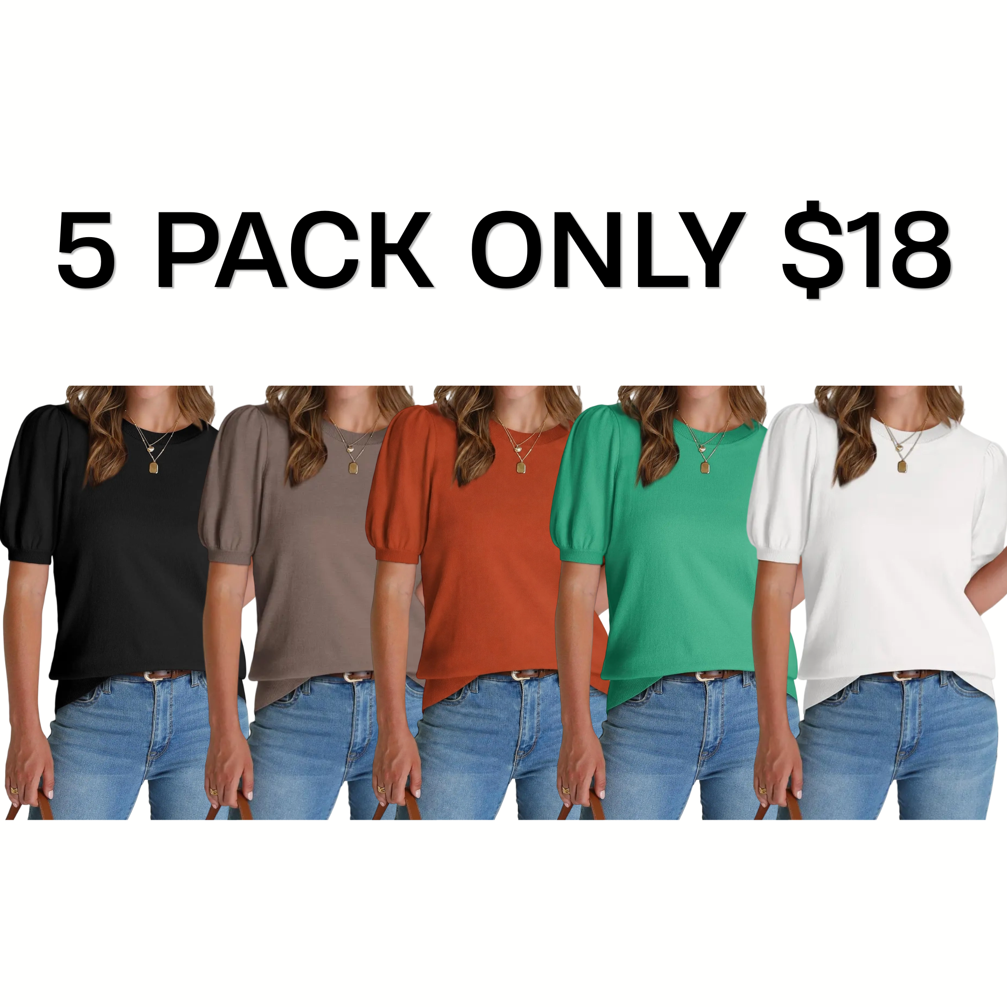 Women's Puff Short Sleeve Lightweight Knit Top Soft Breathable