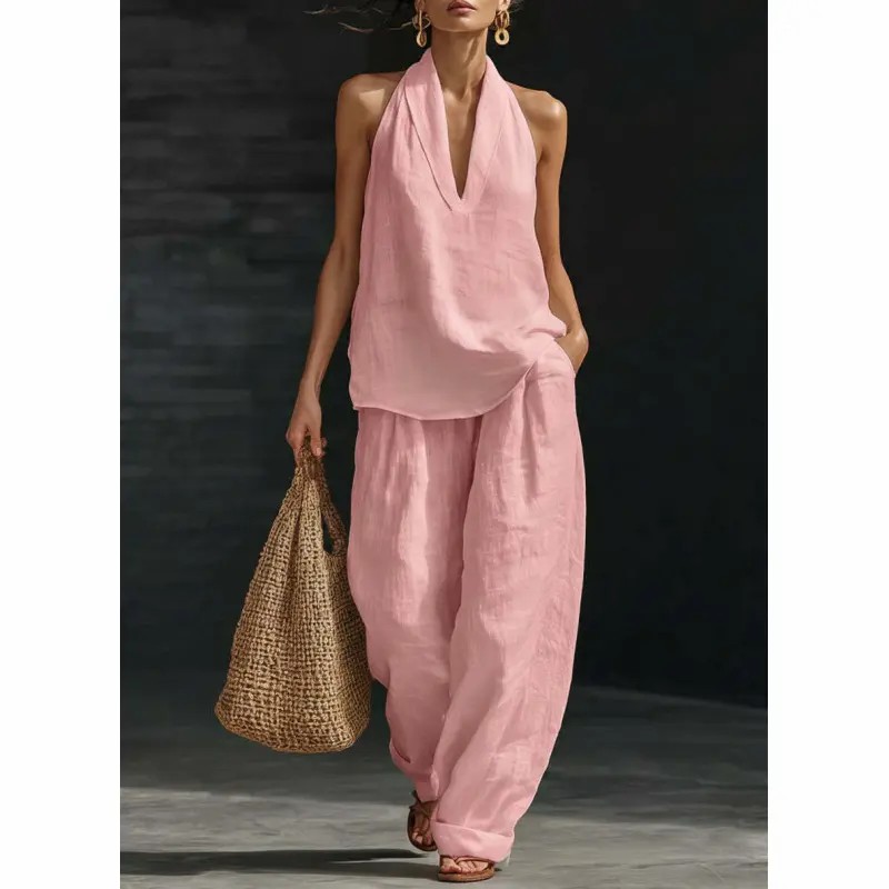 🔥🔥Easter Sale!!Boho Linen Two Piece Set - Perfect for Beach, Vacation & Brunch!