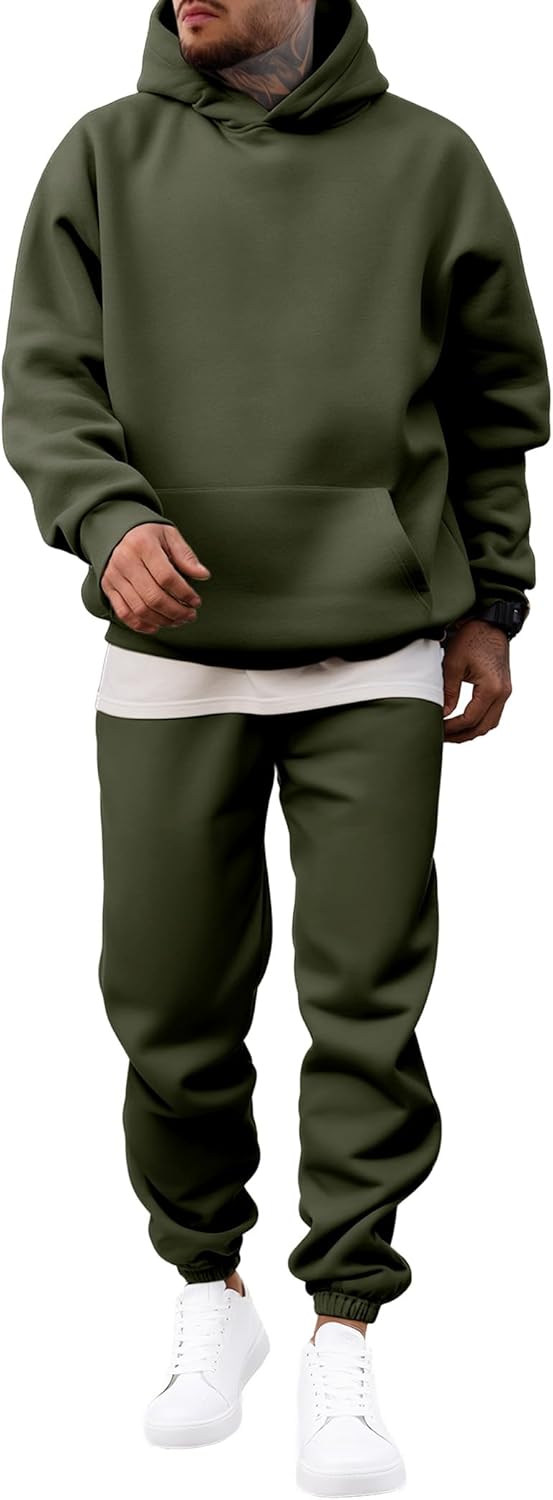 JMIERR Men's 2 Piece Outfits Hoodie Sweatshirt Tracksuit & Joggers Sweatpants Sweatsuit Set