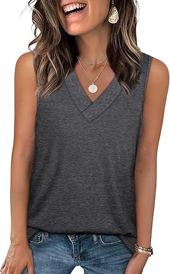 🎁✨Women's Sleeveless V-Neck Slimming Loose Fit Casual Tank Top T-Shirt