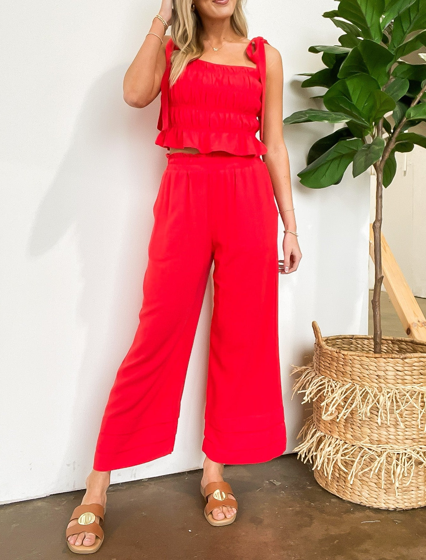 Smocked Tie-Strap Top