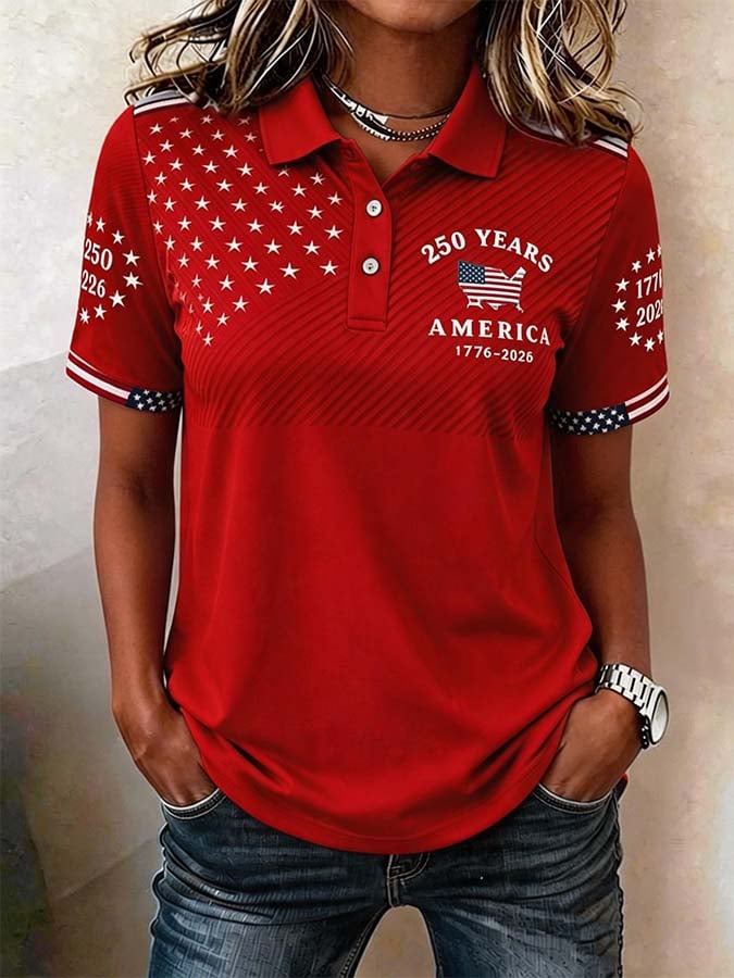 Women'S Independence Day Print Short-Sleeve Top