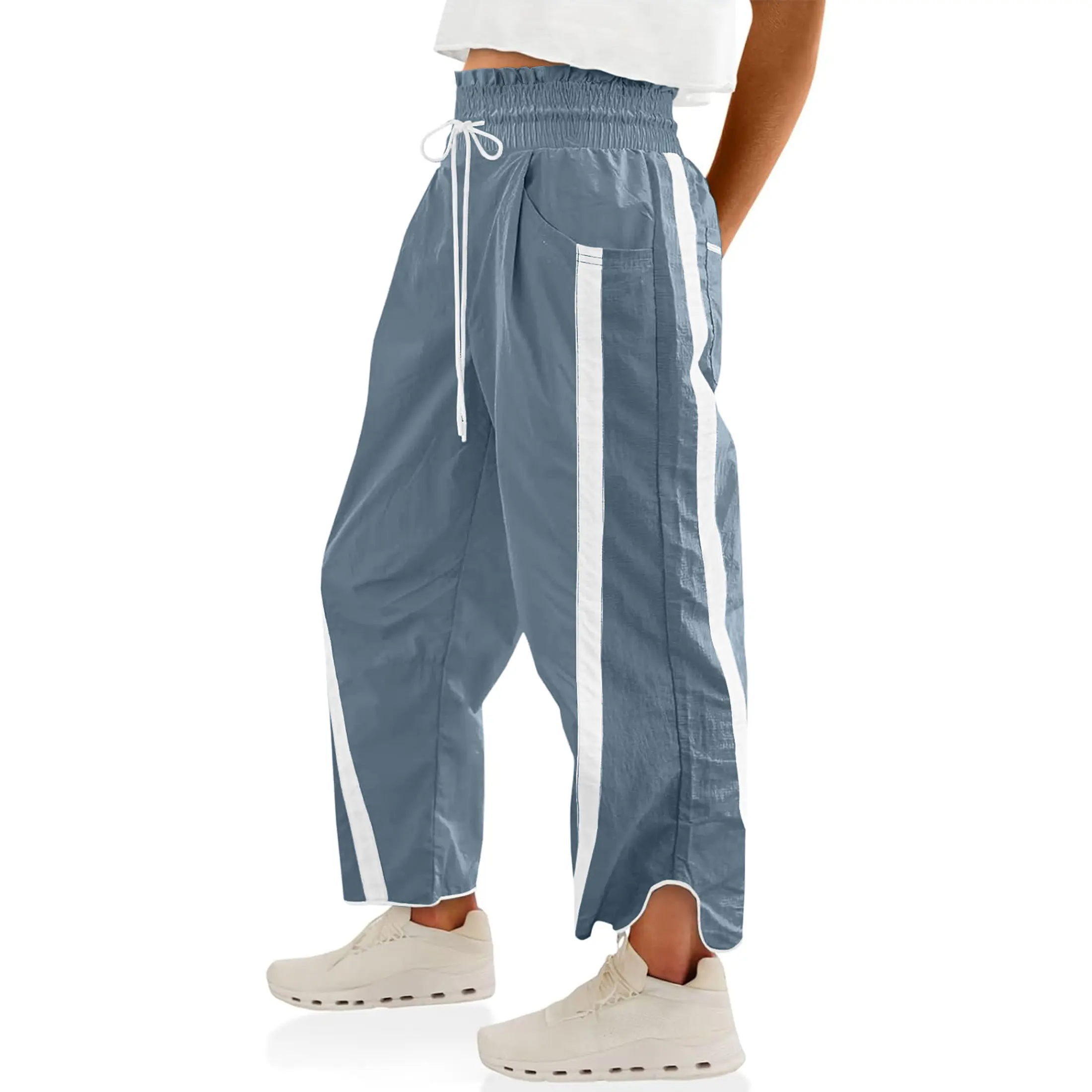 Women's Loose Barrel Pants – Quick Dry Lightweight Hiking Travel Workout Running Comfy Lounge Pants with Pockets for Summer