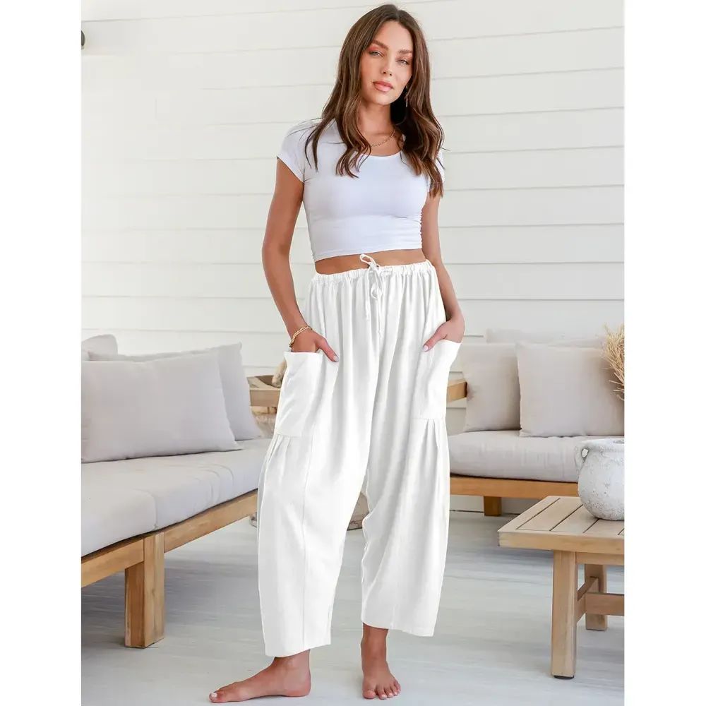 Womens Linen Wide Leg Pants