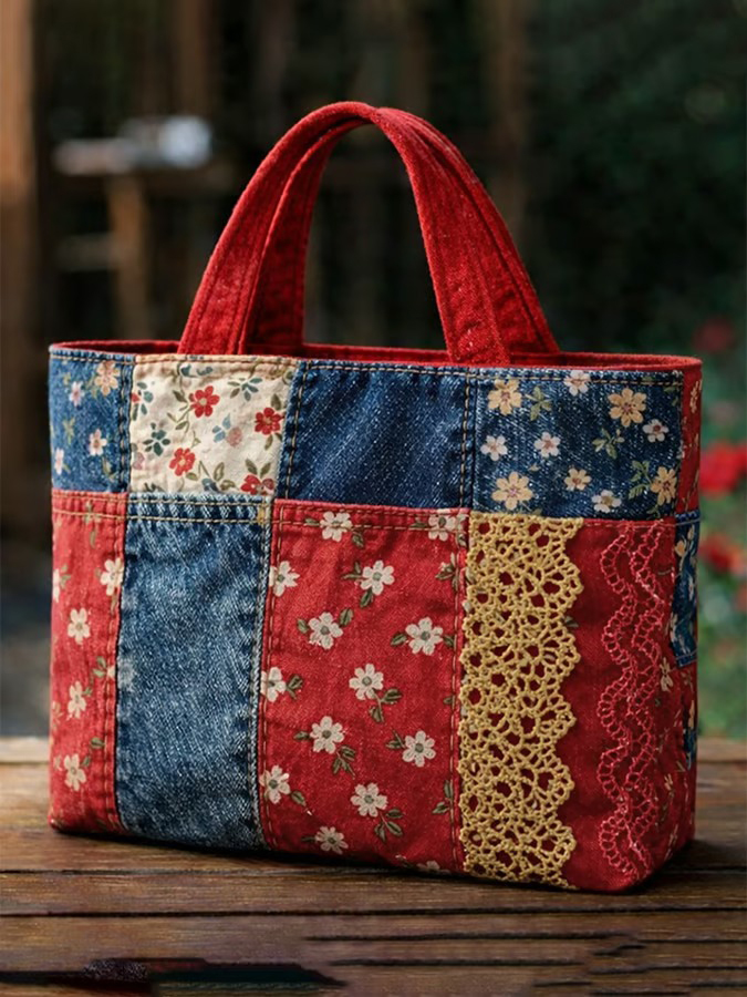 US 250th Anniversary Floral Art Casual Quilted Tote Bag