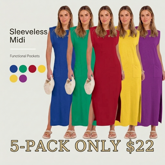 🌸 Summer Wrap Sleeveless Dress – Casual & Comfortable