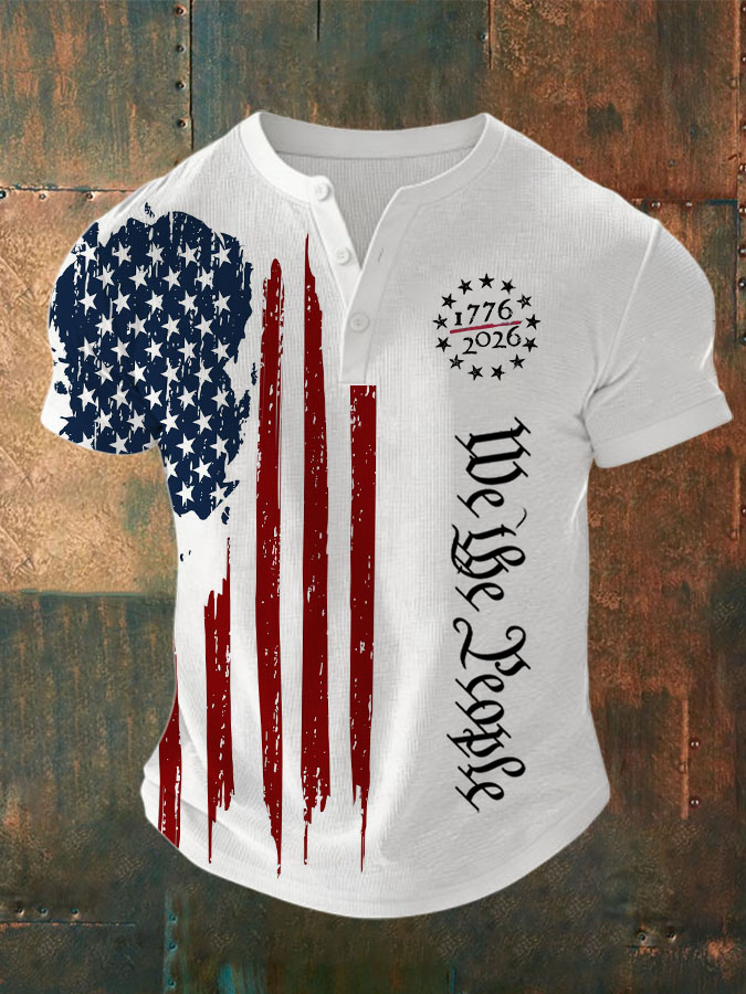 Men'S Retro American Flag Printed Casual Top