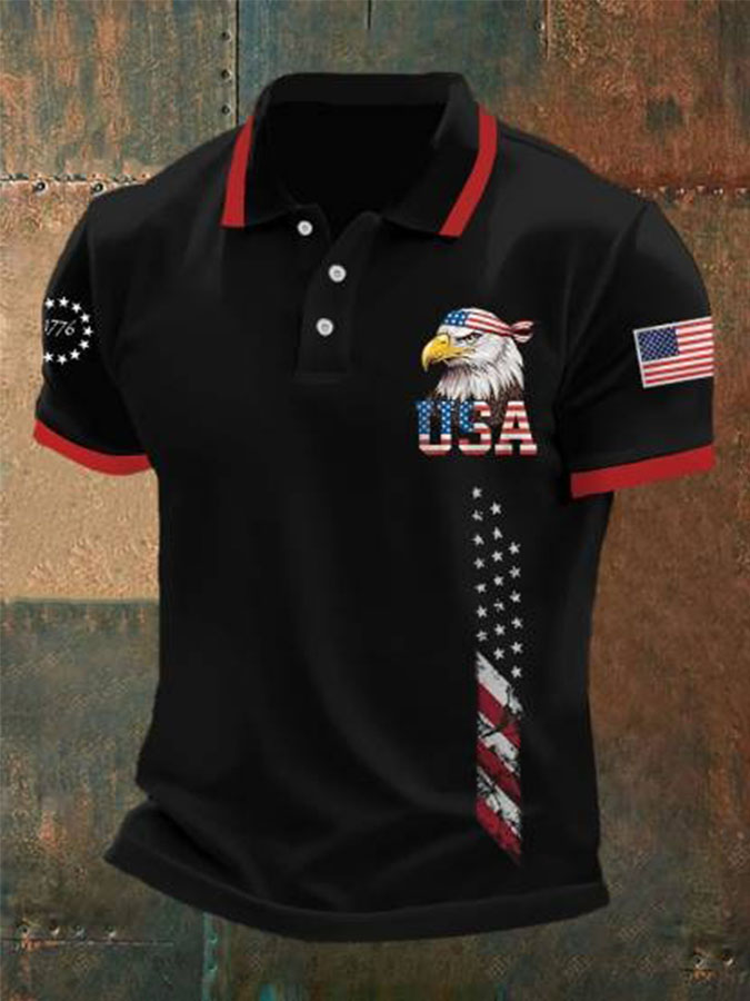 Men'S Retro Patriotic Independence Day 250Th Anniversary Polo Shirt