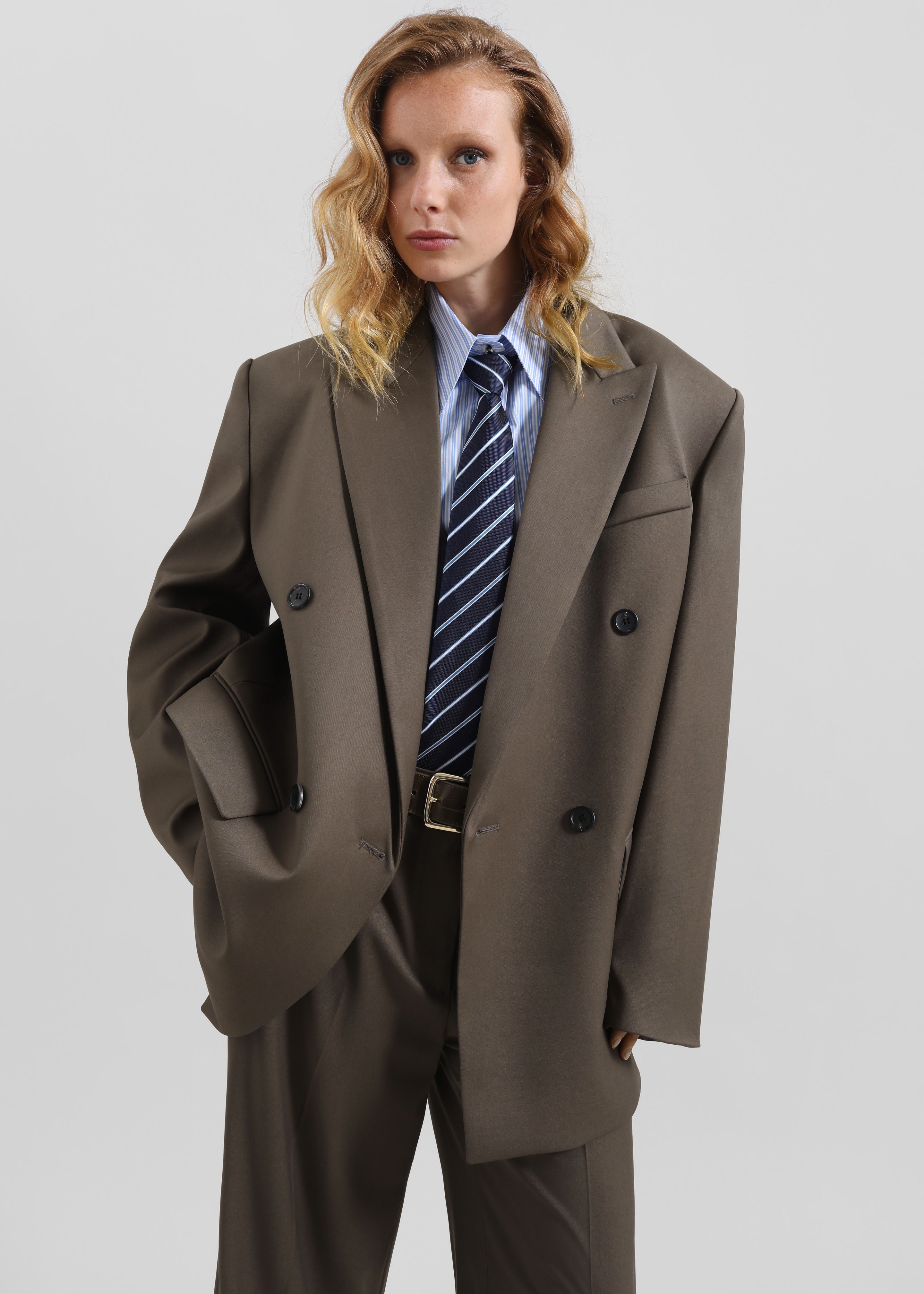 Pallen Double Breasted Blazer - Brown