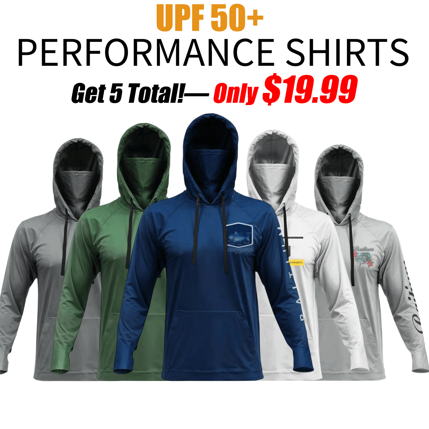 🔥🔥Men’s Hooded UPF 50 Work & Fishing Shirt with Built-In Face Gaiter